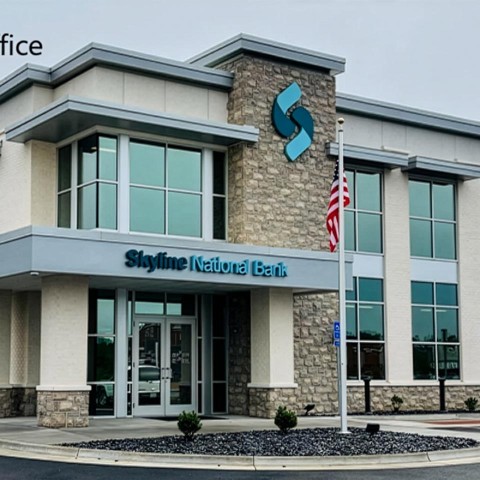 Photo of the front of Skyline National Bank in Christiansburg, Virginia. thumb